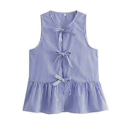 Women'S Striped Sleeveless Bow Hem Blouse, Womenswear,