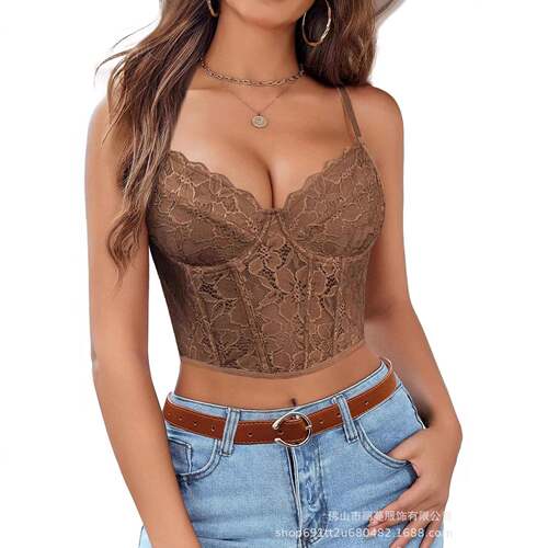 Lace Bralette For Women V Neck Bustier Corset Tops With