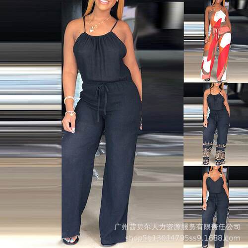 Women'S Lace Patchwork Halter Jumpsuit Casual Hollow Out