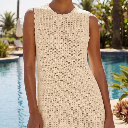 Womens Swimsuit Coverup Crochet Sleeveless Bathing Suit