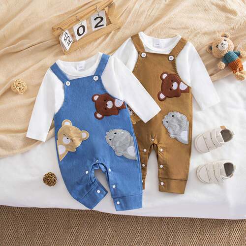 Newborn Baby Boy Clothes Long Sleeve T-Shirt Cartoon Bear