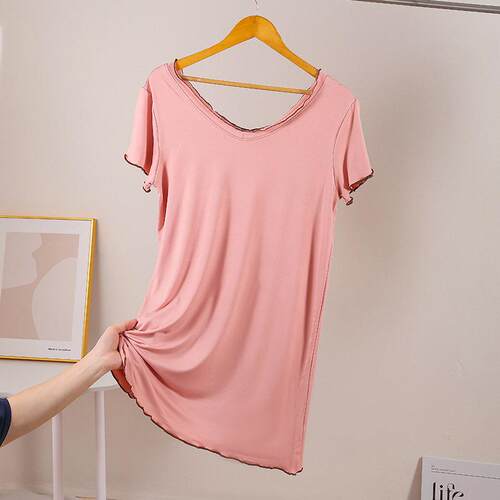 Women'S Nightshirt Short Sleeve Soft Nightgown Sleep Dress