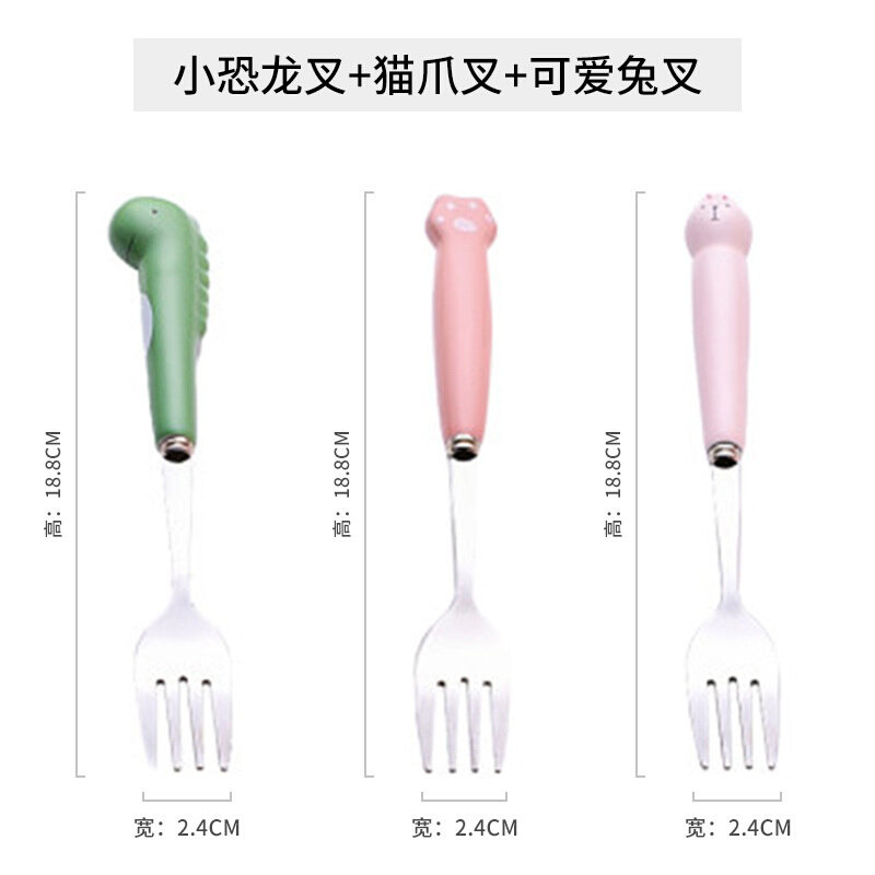 新款墨色不锈钢儿童吃饭勺子可爱宝宝调羹餐具家用高颜值陶瓷手柄