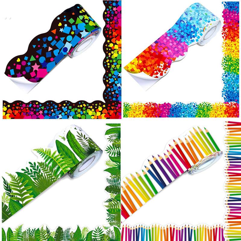 创意彩色铅蜡笔贴纸教室节日边框背景墙派对装饰布置造景黑板报