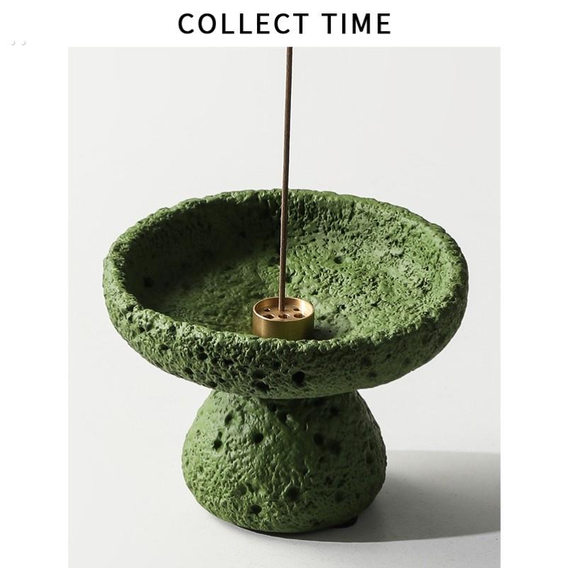 侘寂风线香香插家用覆古中式檀香高级创意熏香底座托盘中古摆件