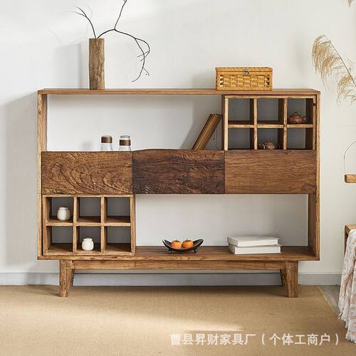 诧寂风榆木玄关收纳柜定金