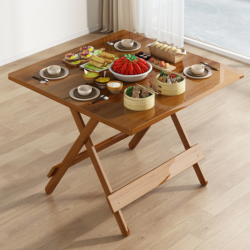 可折叠桌子餐桌家用吃饭小户型方形租房摆摊简约便携式户外竹饭桌