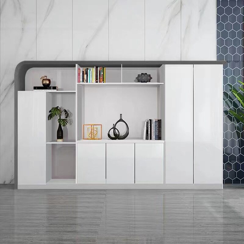 现代办公烤漆装饰柜老板桌配套