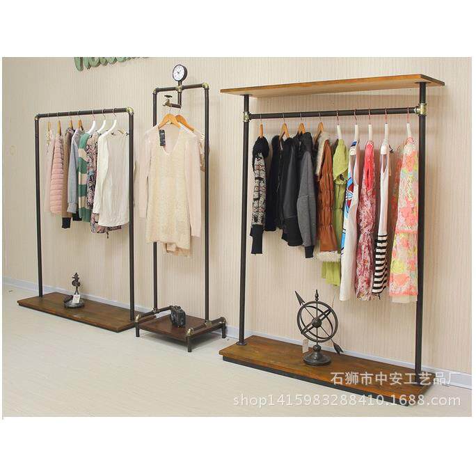 铁艺落地式服装架水管挂衣架服装店衣架展示架陈列架金属货架
