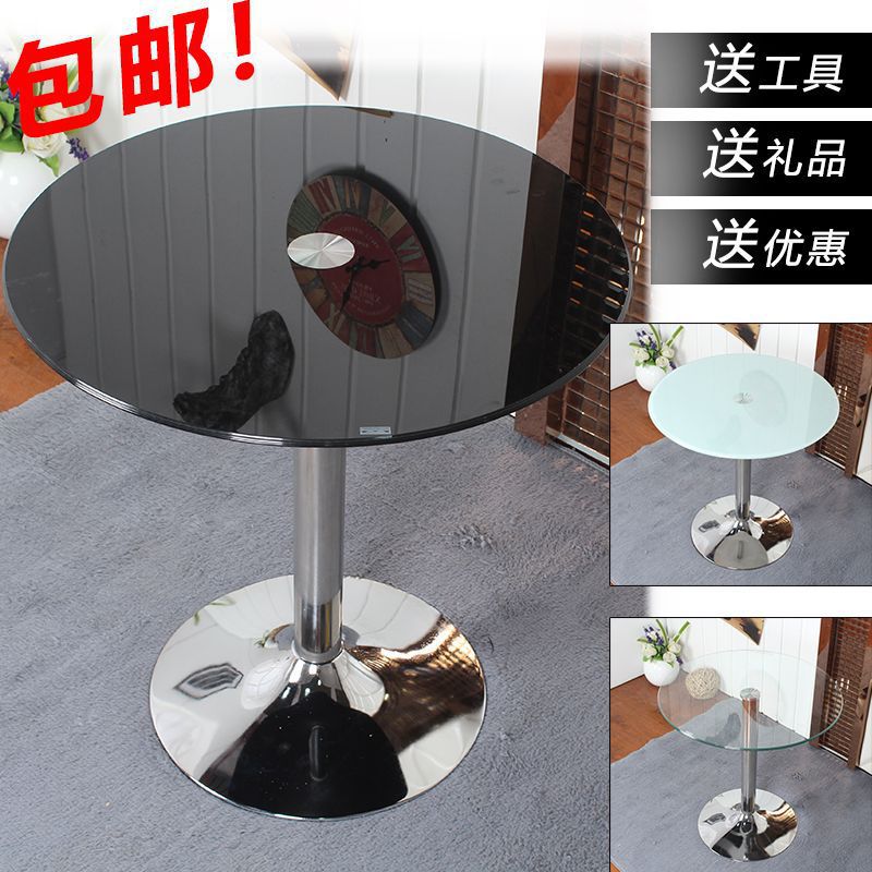 2026钢化玻璃圆桌时尚洽谈桌谈判桌简约现代小户型餐桌飘窗茶几小