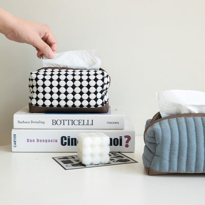ins风黑白波点纸巾盒轻奢高级感现代简约客厅家用摆件创意抽纸盒