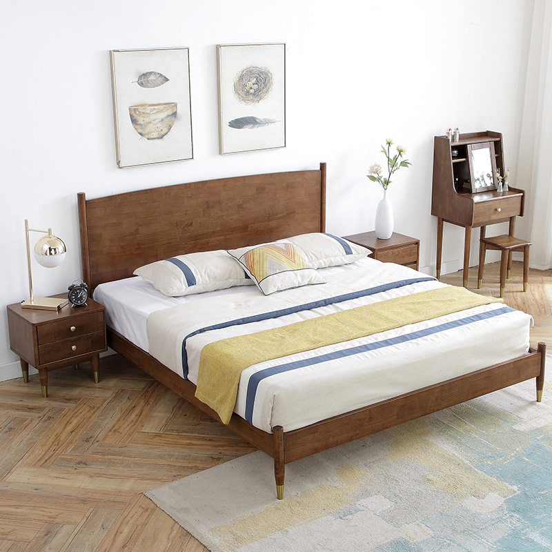 北欧床实木1.5米全实木单人床主卧双人床1米8榫卯结构床大床