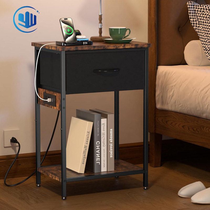 边桌带抽屉和储物架带充电站卧室床头柜客厅茶几沙发边几书房窄桌,电子元器件市场,电线扎带/束线带,淘宝优惠券,粉丝福利购,淘宝优惠卷