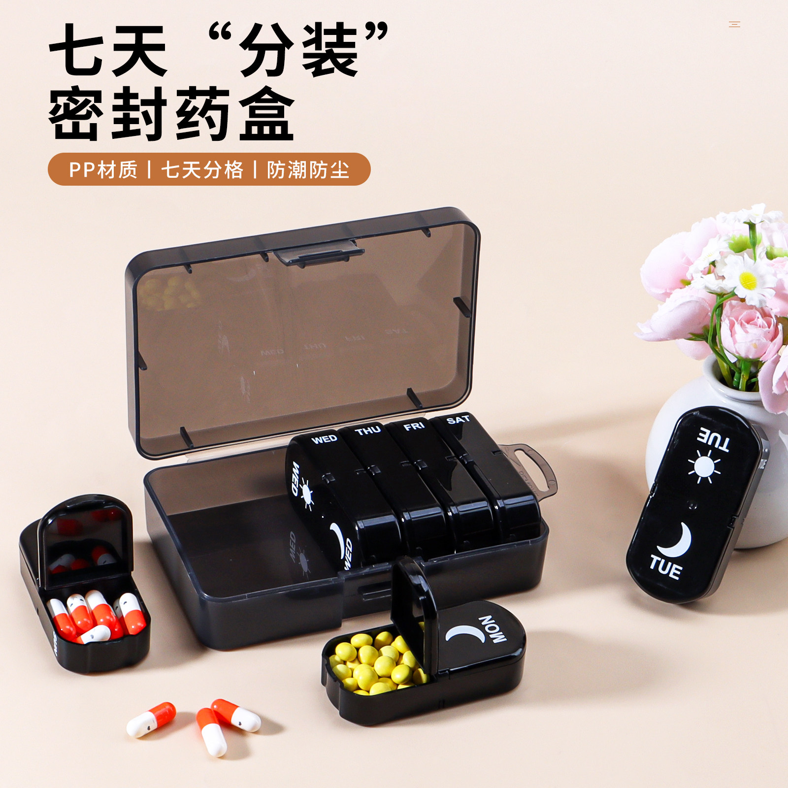 药盒一周七天早晚两次小药盒图片