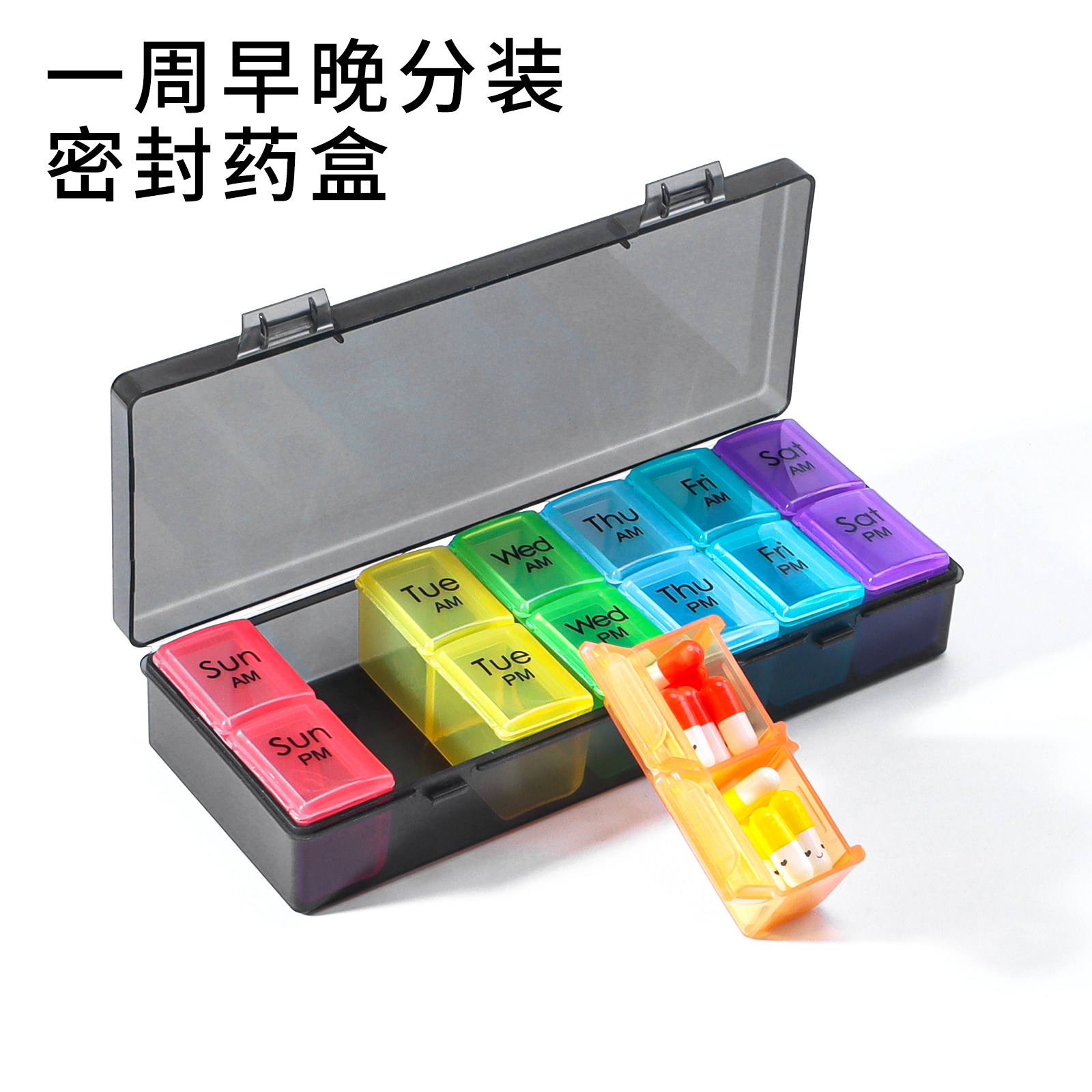 防潮早晚分装药丸药物收纳盒子图片