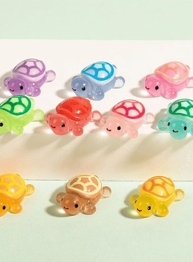 小动物装饰新款夜光小乌龟园艺摆件鱼缸树脂小摆件荧光小玩意车载