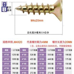 极速平沉头十字自i攻螺丝钉纤维板钉尖木螺丝M5*30mm毫米长3cm厘