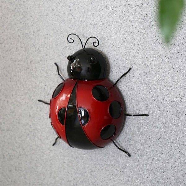 极速1pc Metal Ladybug Beetle Fence Hanger Wall HanVging Orna