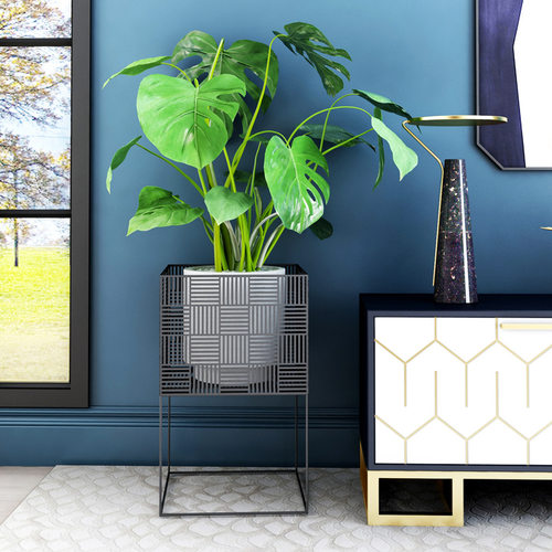 极速新北b欧铁艺花架子阳台客厅室内落地式简约双层创意墙角花盆