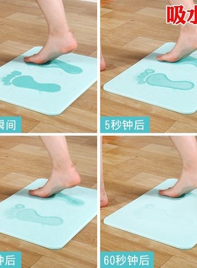极速Waterd-absorbing floor mat at the door of bathroom