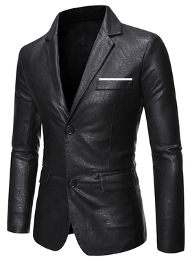 极速2021 Spring Autumn Fashioyn New Mens Casual Lapel Leath