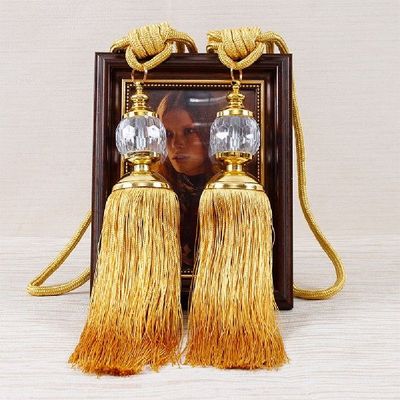 极速1 Pair Luxury Curtauin Holdbacks Rope Tie Backs Tassel