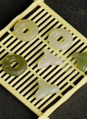 极速和田玉散珠小挂件1滴溜配件天然吊饰I手链diy晴水绿跑环莲藕