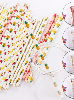 极速25pcs/lot Fruit Paper Straws PineappleS Strawberry