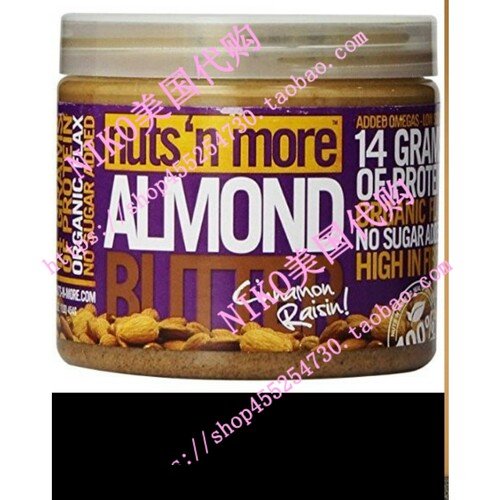 新品Nuts N More Almond Butter, CinnamonN Raisin, 16 Ounce