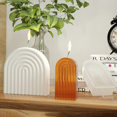 极速DIY Rainbow Arch Candle Making Silicone OMold Handmade G