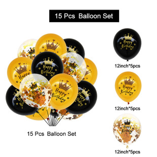 B.irth Gold Happy Balloons Latex Black 极速15Pcs