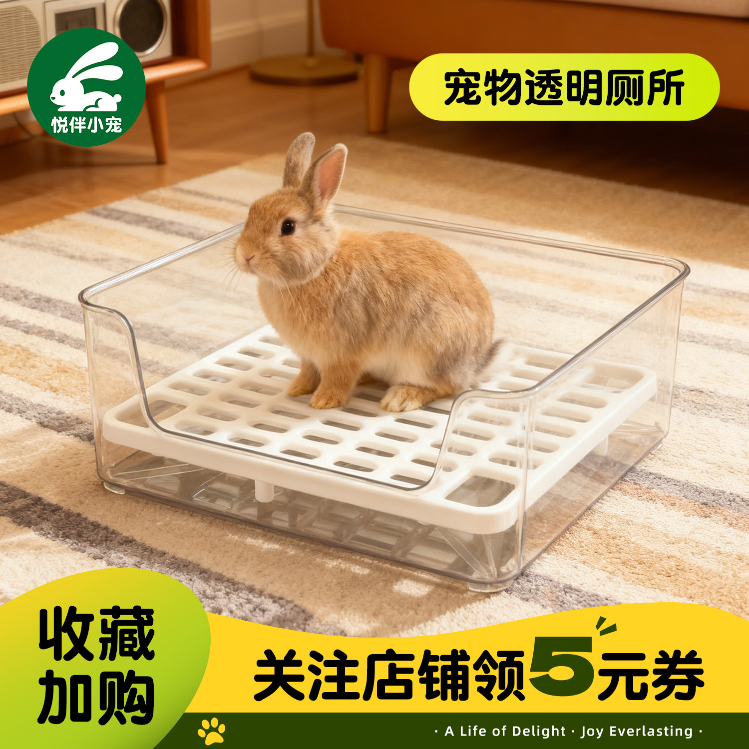 兔子厕所大号加高分体式防喷溅兔兔便盆双层透明兔子专用小宠厕所