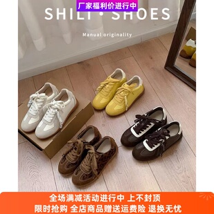 阿甘鞋 十里手工女鞋 百搭系带运动休闲鞋 新款 7cm内增高复古德训鞋