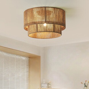 日式绳编吸顶灯客厅卧室餐厅民宿茶室装饰灯奶油风艺术创意麻绳灯