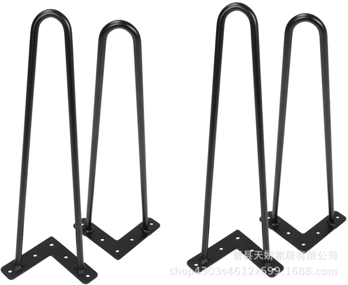 美式风家具桌腿配件黑色4件套咖啡桌现代书桌桌腿多用家具桌腿