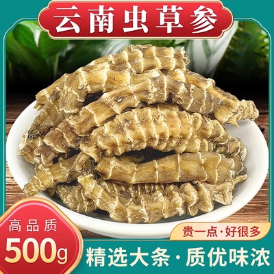 云南虫草参野生中药材正品地参干货白虫草竹节参草石蚕顶天柱煲汤