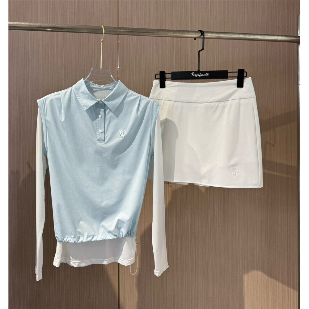 新款夏季防晒高尔夫长袖女高尔夫套装女裙速干高弹网球服羽毛球女