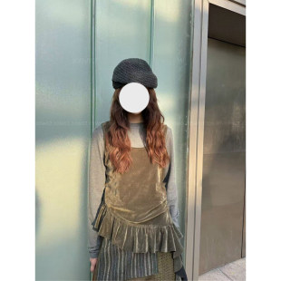 韩国东大门秋季新款韩系撞色拼接网纱收腰真两件百搭长女T恤上衣