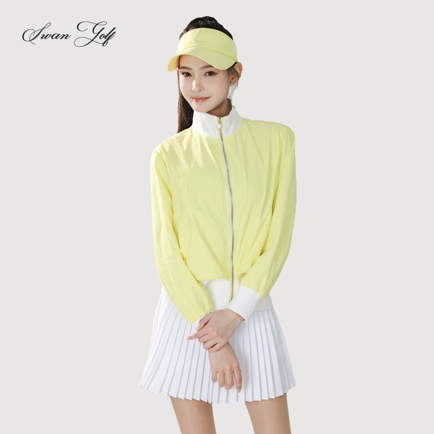 秋冬薄款高尔夫风衣外套女纯色时尚外套简约收腰户外运动球服女