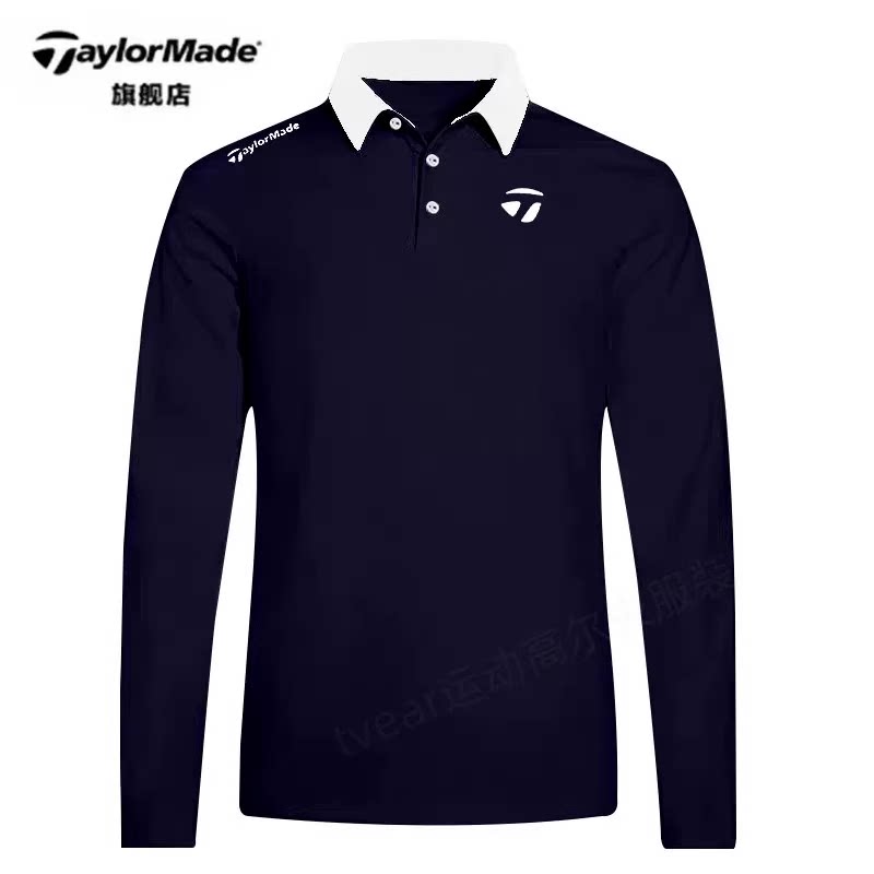 新款高尔夫服装男士长袖T恤速干透气运动休闲百搭翻领POLO衫上衣