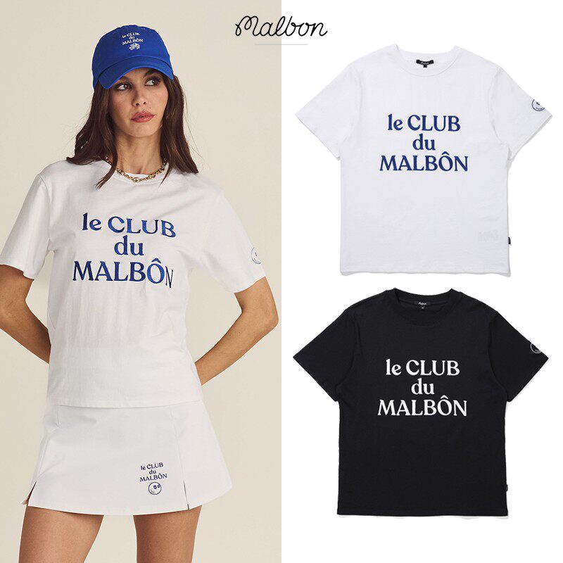 2025韩国MALBON高尔夫服装女款圆领短袖T恤刺绣时尚轻薄运动速干