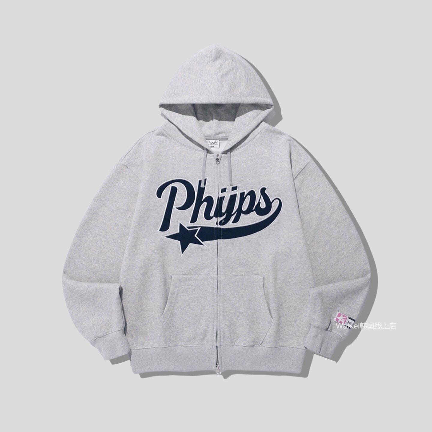 韩国潮牌phyps开衫拉链连帽卫衣minji金玟池裴真率纯棉宽松男女