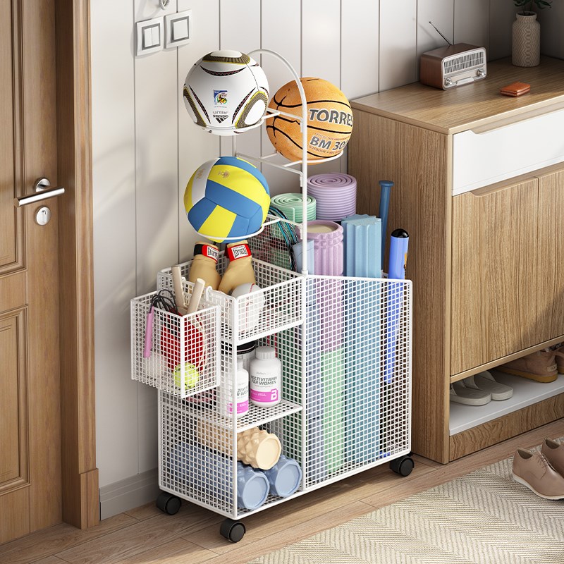 篮球收纳架落地健身器材收纳筐家用放球类整理架可移动瑜伽置物架