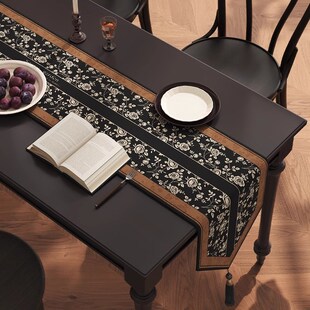 中古风餐桌桌旗轻奢高端长条茶席茶桌垫布餐边柜防水桌布茶几茶旗