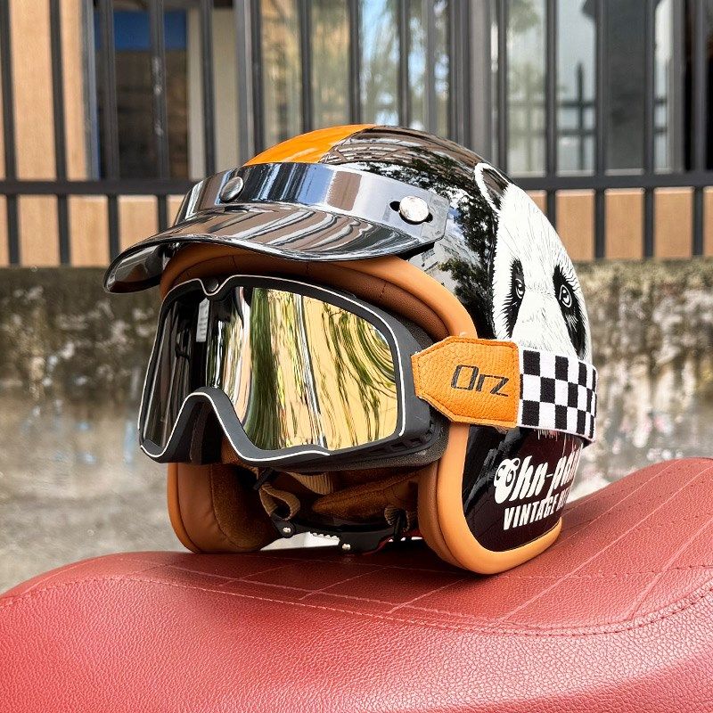 Orz哈雷摩托车头盔男女覆古半盔踏板3/4新国标3C认证四季通用