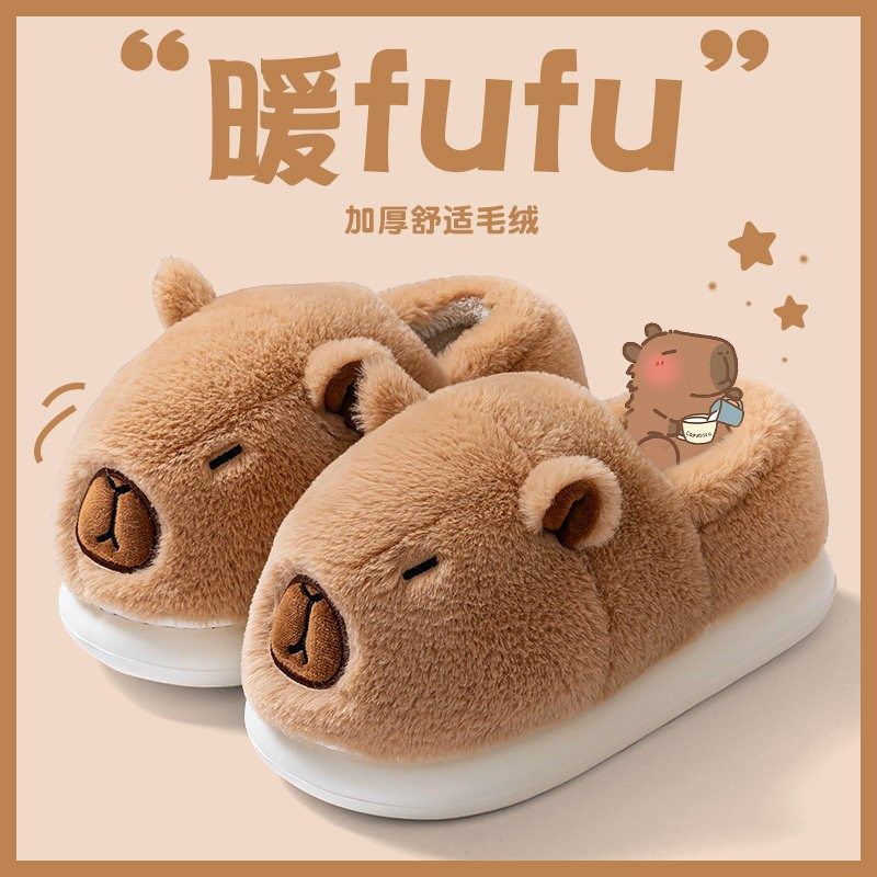 棉拖鞋女款冬季外穿2025新款加绒加厚保暖包跟卡通踩屎感棉鞋女士
