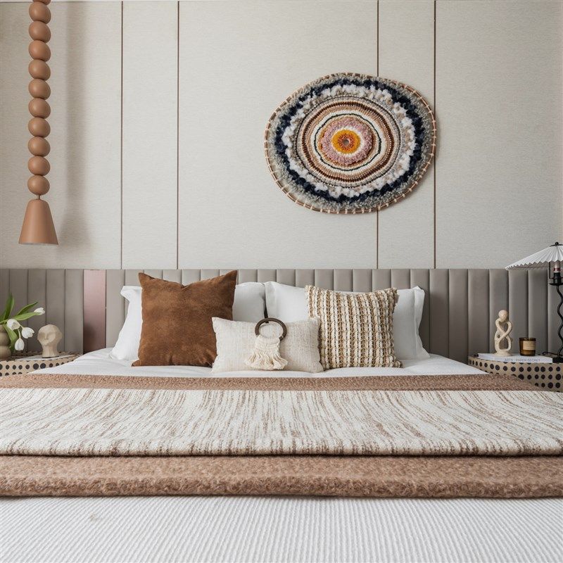 侘寂风新中式样板间床品轻奢软装样板房床上用品搭毯抱枕定制靠枕