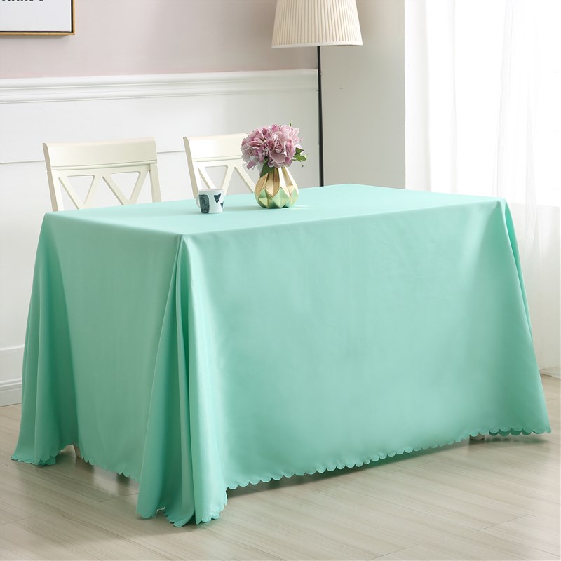 白色桌布布艺定制圆形台布酒店餐厅饭店圆桌布纯色长方形会议桌布