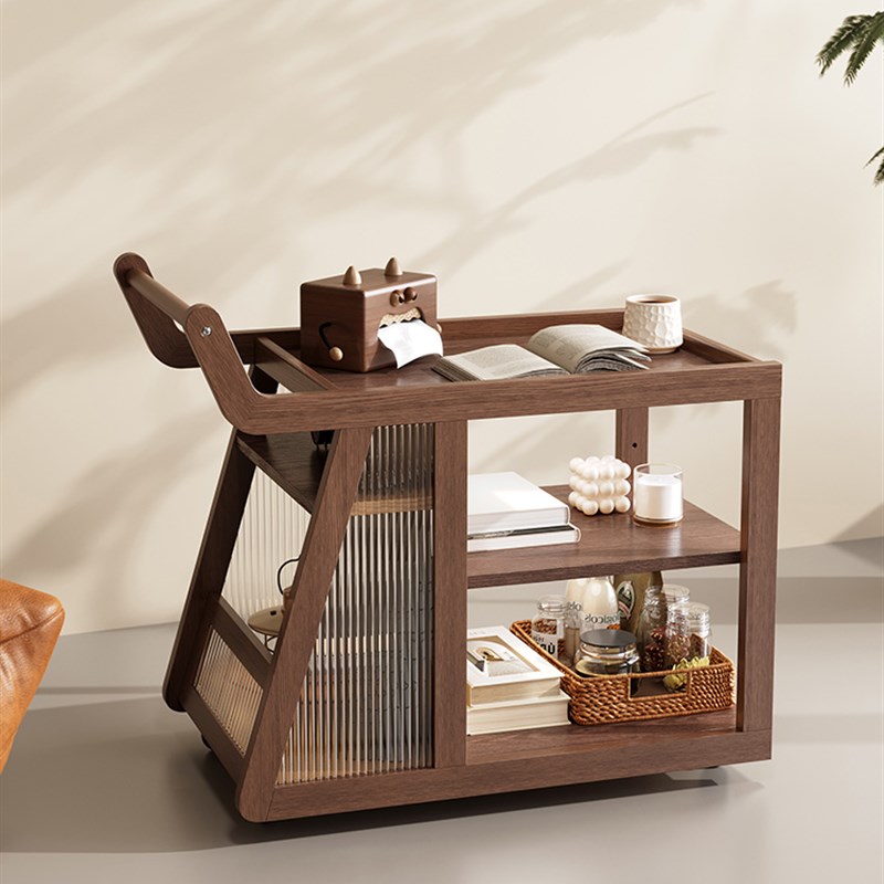 帕美迪可移动双层巴士沙发边几中古风客厅小推车置物X架小户型家