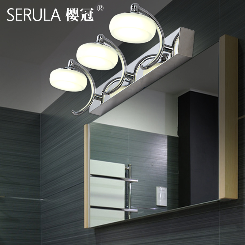 LED镜前e灯免打孔双头/三头不锈钢现代镜柜灯浴室化妆室化妆灯壁